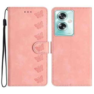 For OPPO A79 5G Seven Butterflies Embossed Leather Phone Case(Pink)