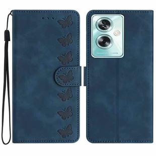 For OPPO A79 5G Seven Butterflies Embossed Leather Phone Case(Blue)
