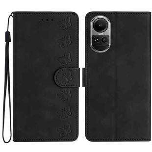 For OPPO Reno10 5G / Reno10 Pro 5G Global Seven Butterflies Embossed Leather Phone Case(Black)