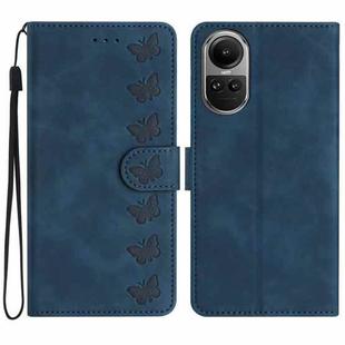 For OPPO Reno10 5G / Reno10 Pro 5G Global Seven Butterflies Embossed Leather Phone Case(Blue)