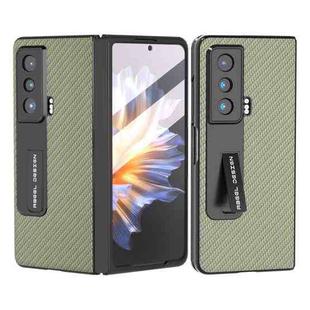 For Honor Magic Vs Carbon Fiber Texture Integrated Protective Phone Case with Holder(Green)