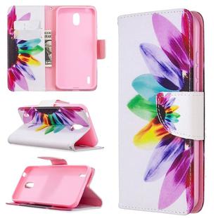 For Nokia 1.3 Colored Drawing Pattern Horizontal Flip Leather Case with Holder & Card Slots & Wallet(Sun Flower)