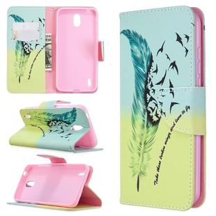 For Nokia 1.3 Colored Drawing Pattern Horizontal Flip Leather Case with Holder & Card Slots & Wallet(Feather)