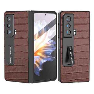 For Honor Magic Vs Integrated Crocodile Texture Genuine Leather Phone Case(Brown)