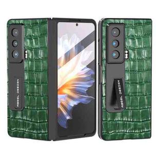 For Honor Magic Vs Integrated Crocodile Texture Genuine Leather Phone Case(Green)