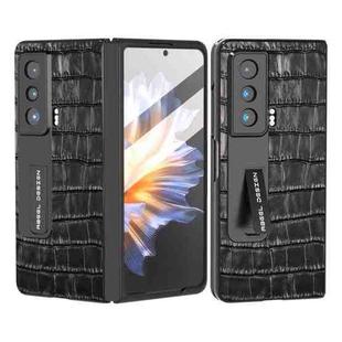 For Honor Magic Vs Integrated Crocodile Texture Genuine Leather Phone Case(Black)