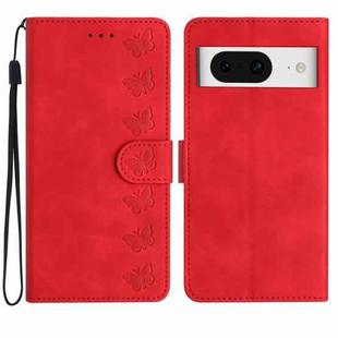 For Google Pixel 8 Seven Butterflies Embossed Leather Phone Case(Red)