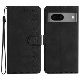 For Google Pixel 7 Seven Butterflies Embossed Leather Phone Case(Black)