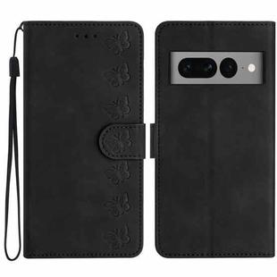 For Google Pixel 7 Pro Seven Butterflies Embossed Leather Phone Case(Black)