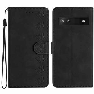 For Google Pixel 7a Seven Butterflies Embossed Leather Phone Case(Black)
