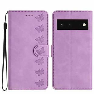 For Google Pixel 6 Seven Butterflies Embossed Leather Phone Case(Purple)