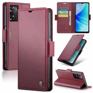 For OPPO A57 4G Global/A57s 4G Global CaseMe 023 Butterfly Buckle Litchi Texture RFID Anti-theft Leather Phone Case(Wine Red)