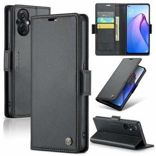 For OPPO Reno7 Z Global/Reno7 Lite Global CaseMe 023 Butterfly Buckle Litchi Texture RFID Anti-theft Leather Phone Case(Black)