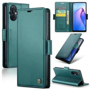 For OPPO Reno8 Lite Global CaseMe 023 Butterfly Buckle Litchi Texture RFID Anti-theft Leather Phone Case(Pearly Blue)