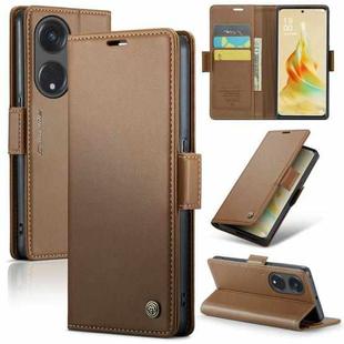 For OPPO Reno8 T 5G/A1 Pro 5G CaseMe 023 Butterfly Buckle Litchi Texture RFID Anti-theft Leather Phone Case(Brown)