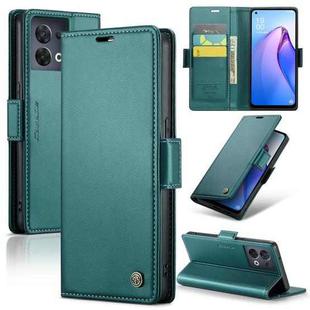 For OPPO Reno8 5G Global CaseMe 023 Butterfly Buckle Litchi Texture RFID Anti-theft Leather Phone Case(Pearly Blue)