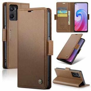 For OPPO A96 4G Global/A36 4G/K10 4G/A76 4G CaseMe 023 Butterfly Buckle Litchi Texture RFID Anti-theft Leather Phone Case(Brown)
