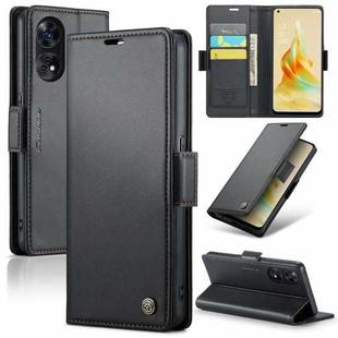 For OPPO Reno8 T 4G CaseMe 023 Butterfly Buckle Litchi Texture RFID Anti-theft Leather Phone Case(Black)