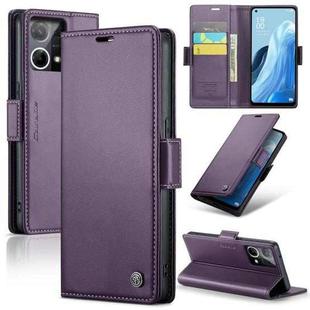 For OPPO Reno7 4G Indonesia/F21 Pro 4G/Reno8 4G CaseMe 023 Butterfly Buckle Litchi Texture RFID Anti-theft Leather Phone Case(Pearly Purple)