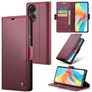 For OPPO A78 4G CaseMe 023 Butterfly Buckle Litchi Texture RFID Anti-theft Leather Phone Case(Wine Red)