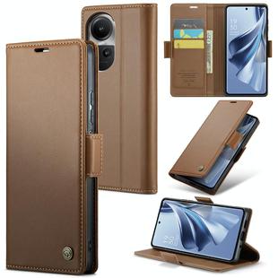 For OPPO Reno10 5G Global／Reno10 Pro Global CaseMe 023 Butterfly Buckle Litchi Texture RFID Anti-theft Leather Phone Case(Brown)