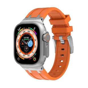 AP Silicone Watch Band For Apple Watch Ultra 49mm(Silver Orange)