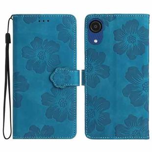 For Samsung Galaxy A03 Core Flower Embossing Pattern Leather Phone Case(Blue)