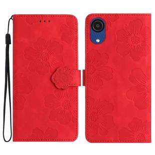 For Samsung Galaxy A03 Core Flower Embossing Pattern Leather Phone Case(Red)