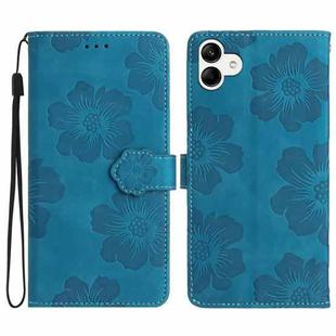 For Samsung Galaxy A04e Flower Embossing Pattern Leather Phone Case(Blue)