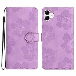 For Samsung Galaxy A04e Flower Embossing Pattern Leather Phone Case(Purple)
