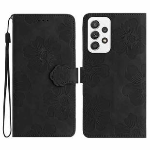 For Samsung Galaxy A23 5G Flower Embossing Pattern Leather Phone Case(Black)