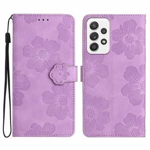 For Samsung Galaxy A33 5G Flower Embossing Pattern Leather Phone Case(Purple)