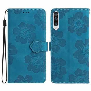 For Samsung Galaxy A70 Flower Embossing Pattern Leather Phone Case(Blue)