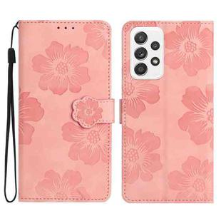 For Samsung Galaxy A72 5G Flower Embossing Pattern Leather Phone Case(Pink)