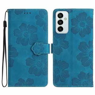 For Samsung Galaxy M23 Flower Embossing Pattern Leather Phone Case(Blue)