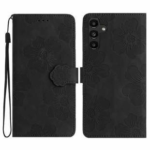 For Samsung Galaxy S23 FE 5G Flower Embossing Pattern Leather Phone Case(Black)