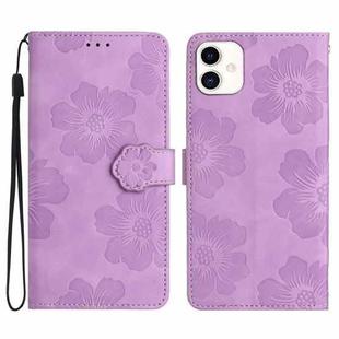 For Samsung Galaxy A05 Flower Embossing Pattern Leather Phone Case(Purple)