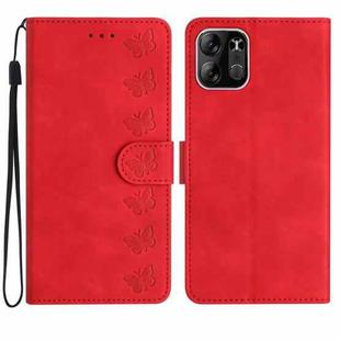 For Tecno Spark Go 2023 Seven Butterflies Embossed Leather Phone Case(Red)