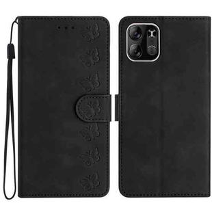 For Tecno Spark Go 2023 Seven Butterflies Embossed Leather Phone Case(Black)