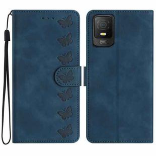 For TCL 40 SE Seven Butterflies Embossed Leather Phone Case(Blue)