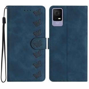 For TCL 405 / 406 / 408 Seven Butterflies Embossed Leather Phone Case(Blue)