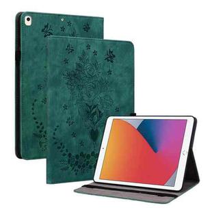 For iPad 9.7 2018 / 2017 / Air / Air 2 Butterfly Rose Embossed Leather Smart Tablet Case(Green)