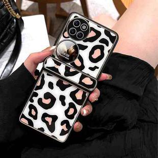 For Huawei P50 Pocket Leopard Pattern Fold Hinge Phone Case(Black)