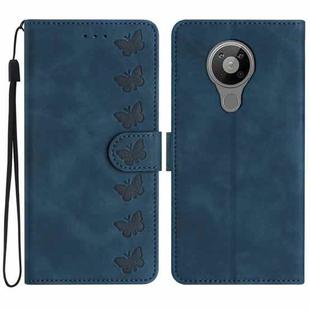 For Nokia 5.3 Seven Butterflies Embossed Leather Phone Case(Blue)