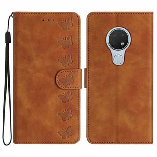 For Nokia 6.2 / 7.2 Seven Butterflies Embossed Leather Phone Case(Brown)