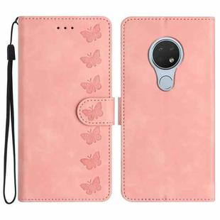 For Nokia 6.2 / 7.2 Seven Butterflies Embossed Leather Phone Case(Pink)