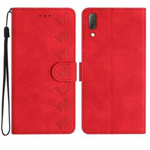 For Sony Xperia L3 Seven Butterflies Embossed Leather Phone Case(Red)