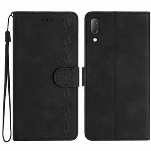 For Sony Xperia L3 Seven Butterflies Embossed Leather Phone Case(Black)