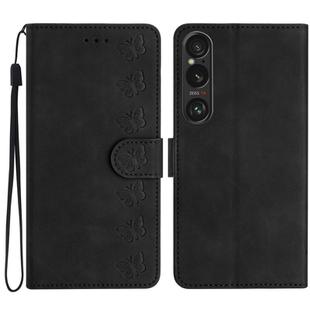 For Sony Xperia 1 VI Seven Butterflies Embossed Leather Phone Case(Black)