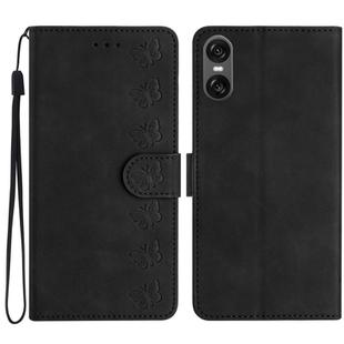 For Sony Xperia 10 VI Seven Butterflies Embossed Leather Phone Case(Black)